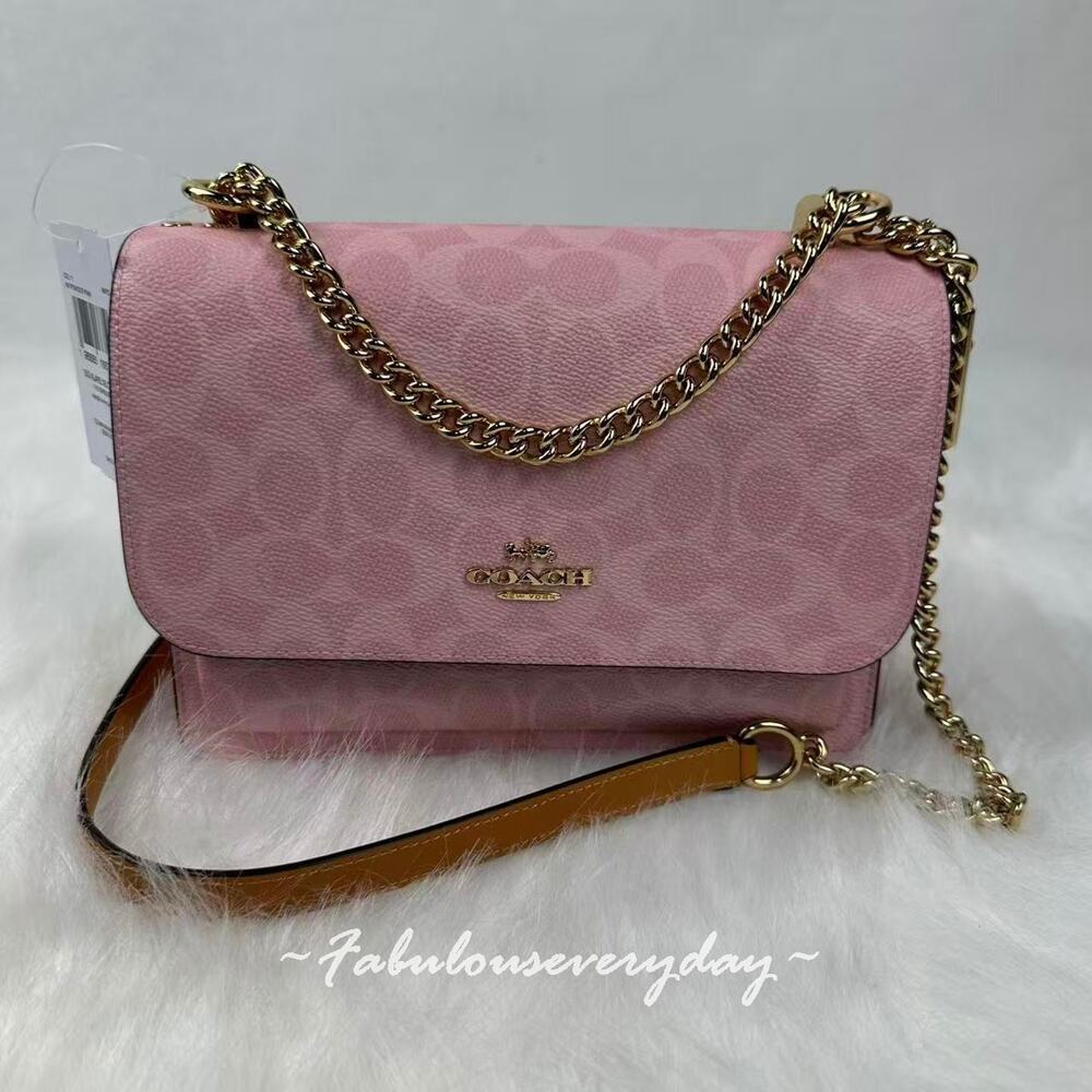 Coach Klare Crossbody Bag in Signature Canvas Charms Gold/Powder Pink CEL11 NWT